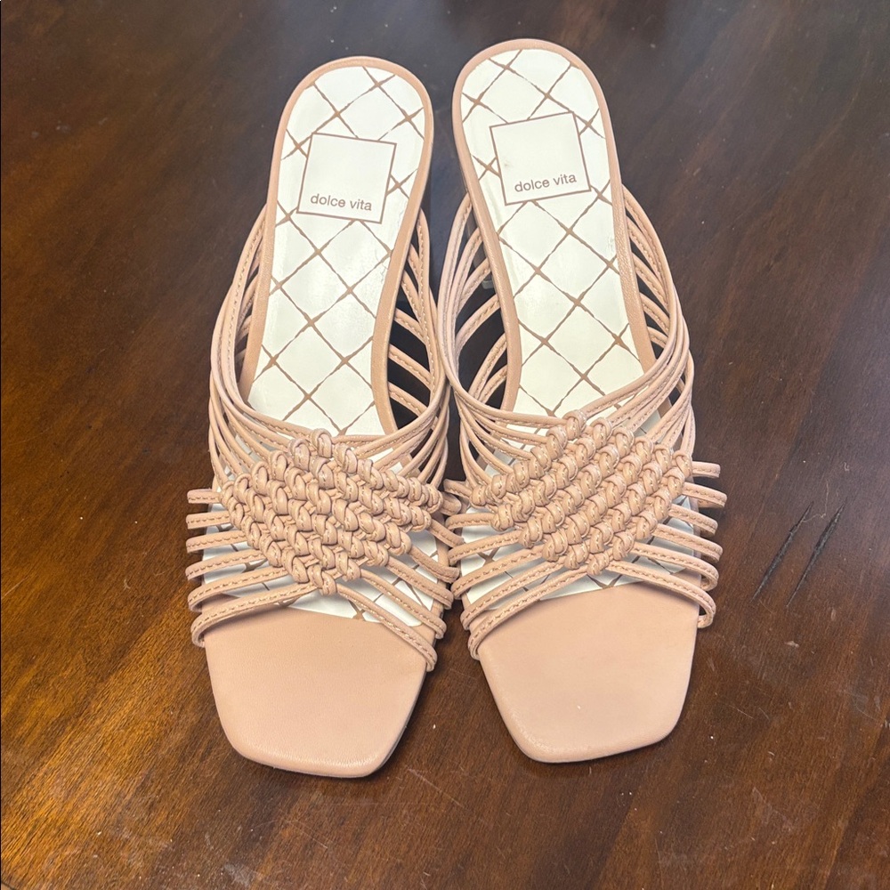 Dolce Vita Spring Knotted Leather Strappy Demi Mule Sandals size 8 NWOT